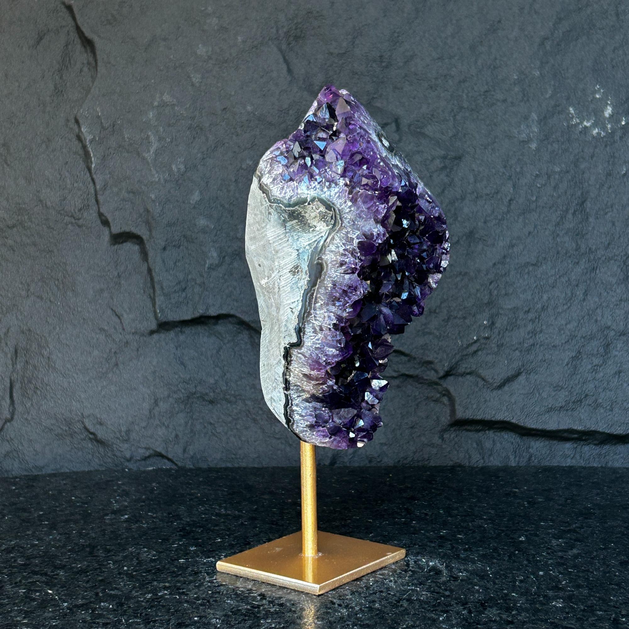 Natural Uruguayan Amethyst Cave on Metal Stand: Rare Home Decor Amethyst Geodes La Vie Bien Natural Uruguayan Amethyst Cave on Metal Stand: Rare Home Decor