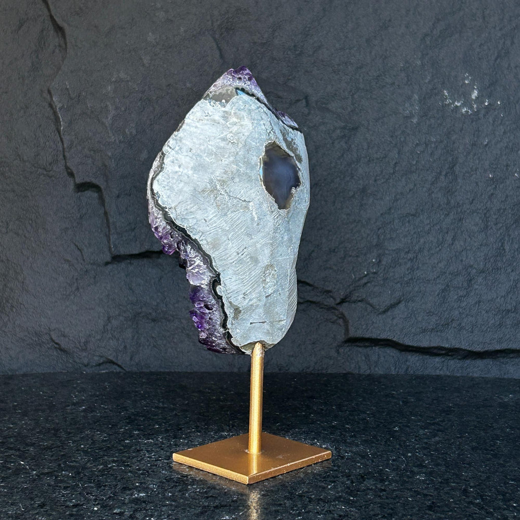 Natural Uruguayan Amethyst Cave on Metal Stand: Rare Home Decor Amethyst Geodes La Vie Bien Natural Uruguayan Amethyst Cave on Metal Stand: Rare Home Decor
