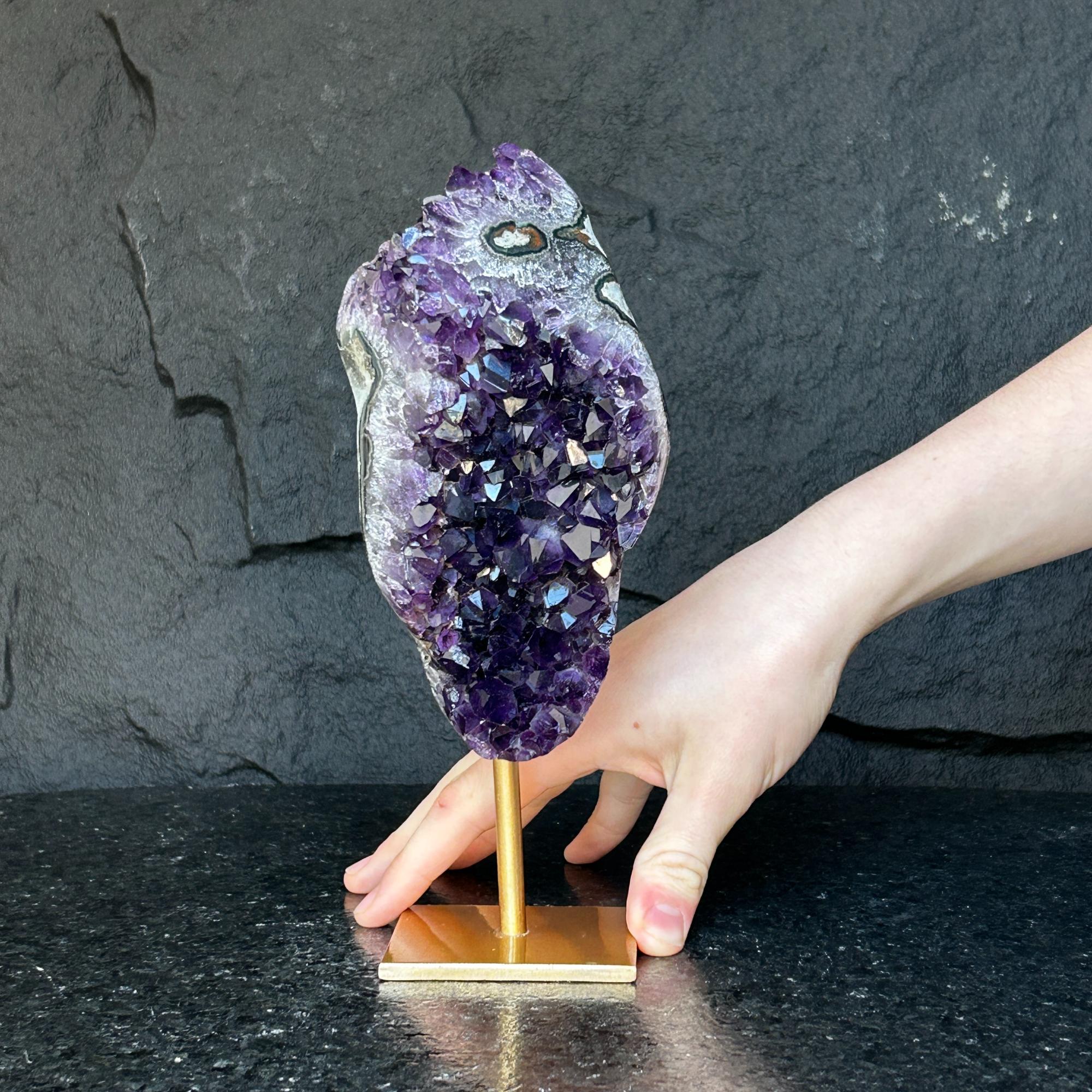 Natural Uruguayan Amethyst Cave on Metal Stand: Rare Home Decor Amethyst Geodes La Vie Bien Natural Uruguayan Amethyst Cave on Metal Stand: Rare Home Decor