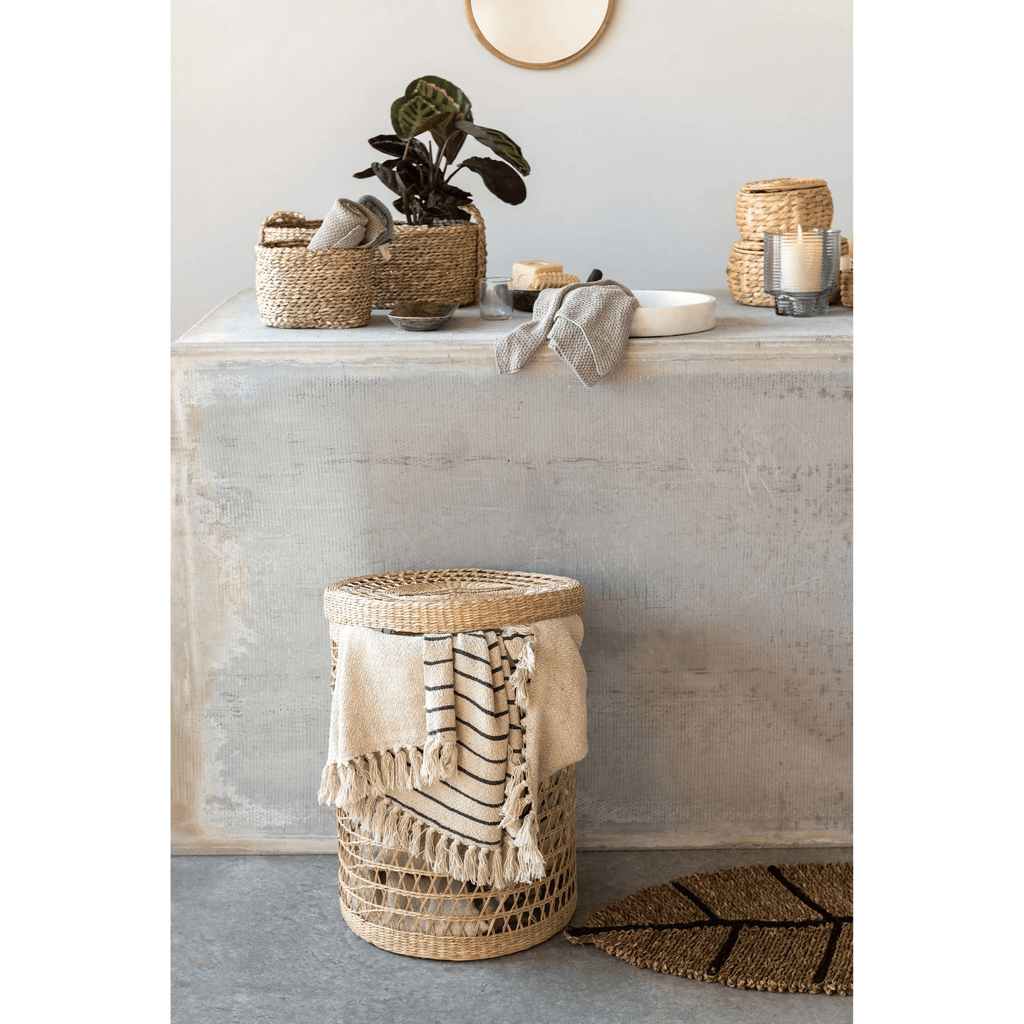 Natural Water Hyacinth Storage Baskets with Lids, Set of 3 by White Cliff Studio