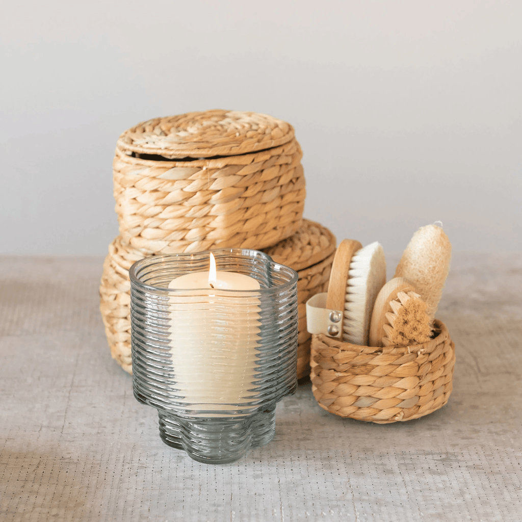 Natural Water Hyacinth Storage Baskets with Lids, Set of 3 by White Cliff Studio