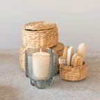 Natural Water Hyacinth Storage Baskets with Lids, Set of 3 by White Cliff Studio