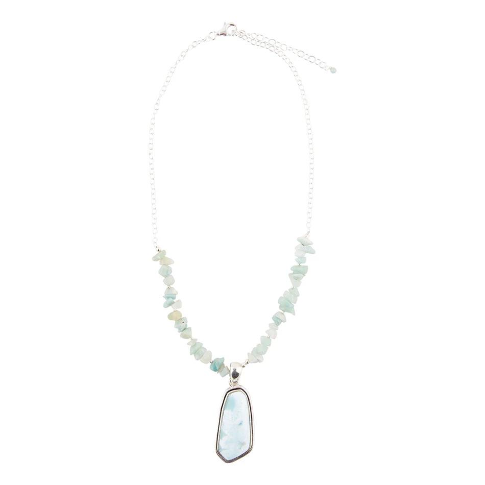 Natural Wonders Blue Larimar and Sterling Silver Necklace by Barse Jewelry