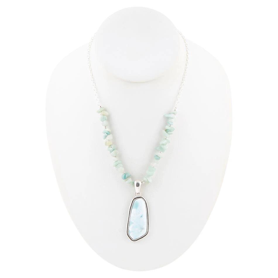 Natural Wonders Blue Larimar and Sterling Silver Necklace by Barse Jewelry