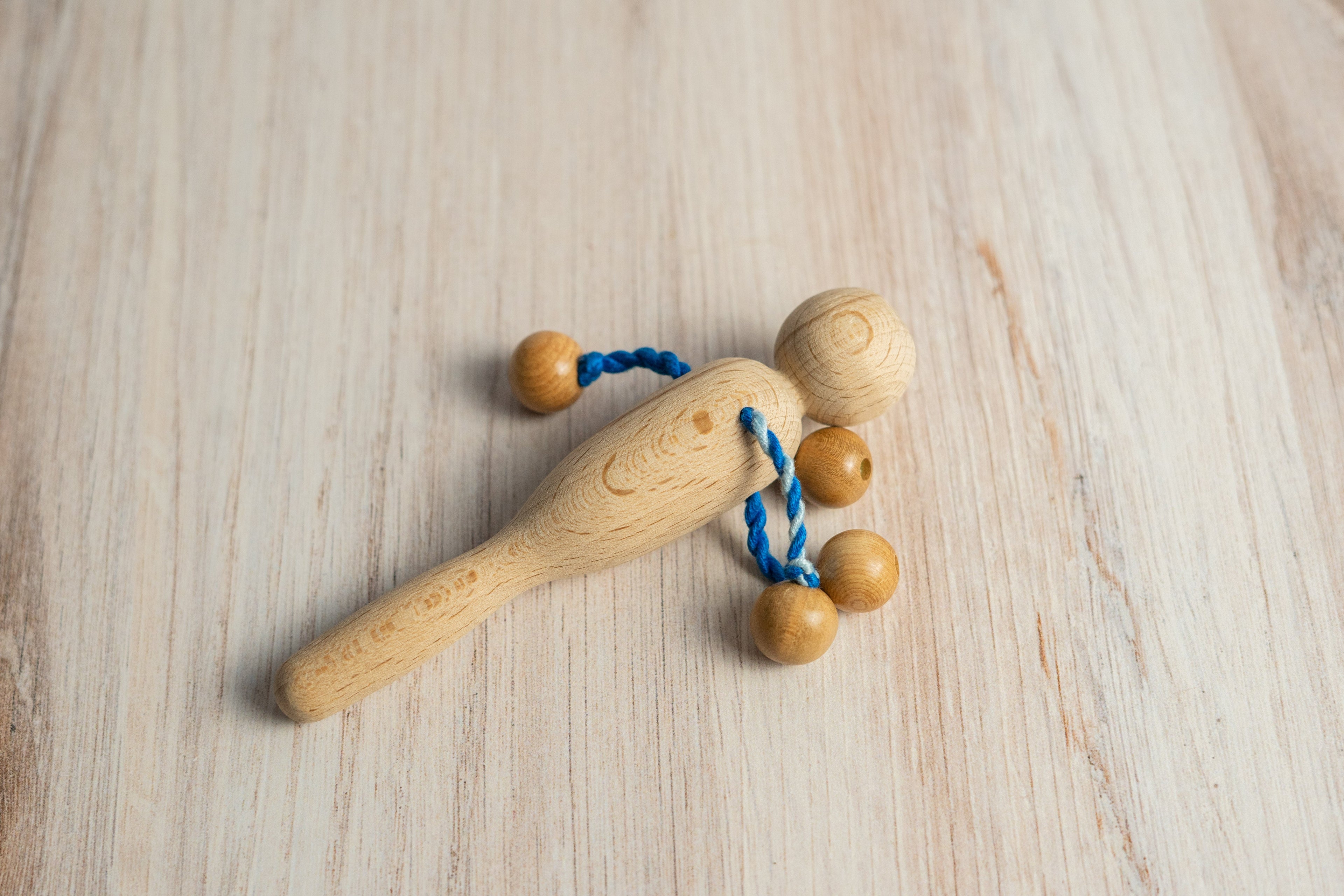Organic Wooden Rattle toy with 4 beads