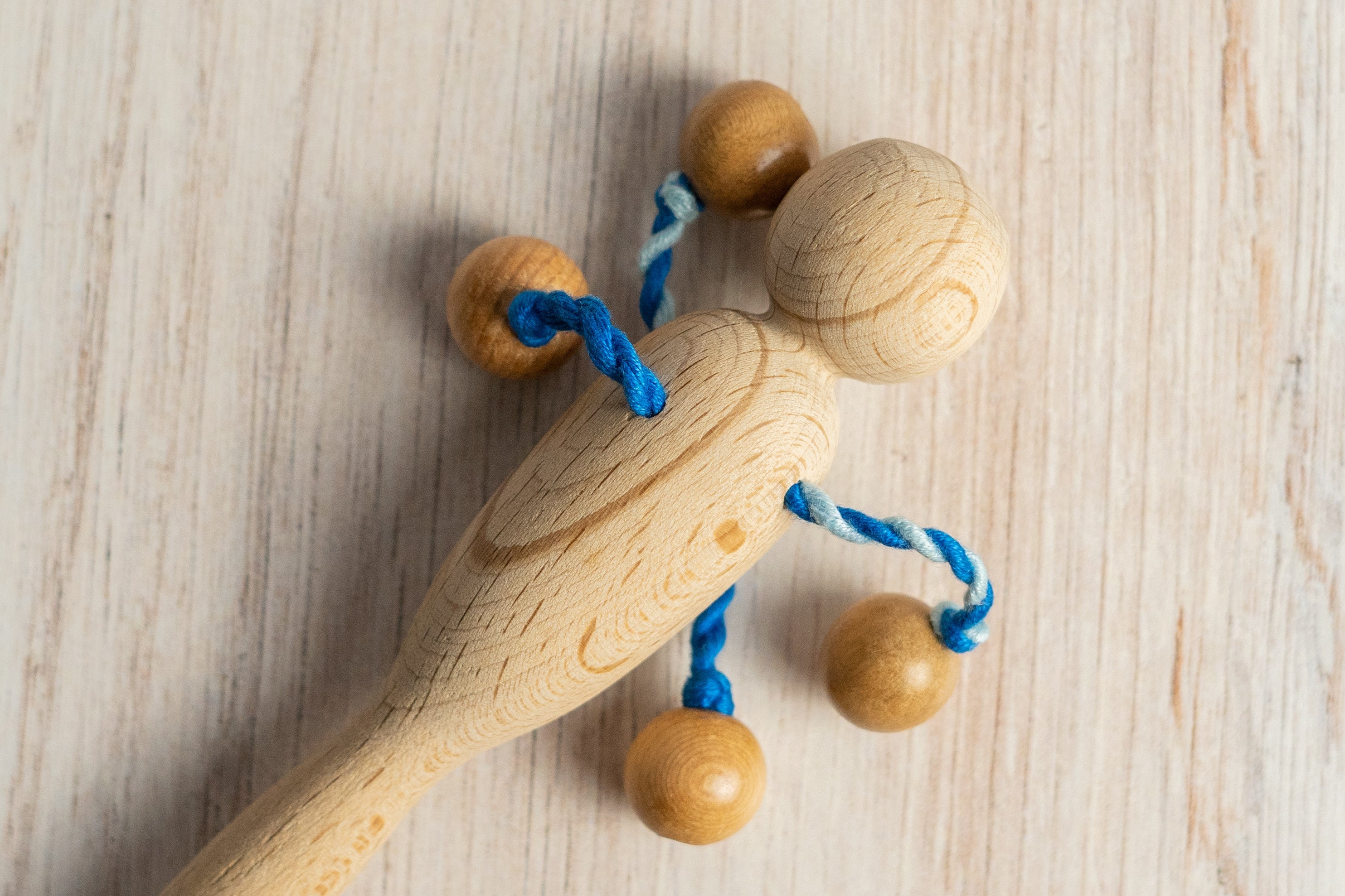Organic Wooden Rattle toy with 4 beads