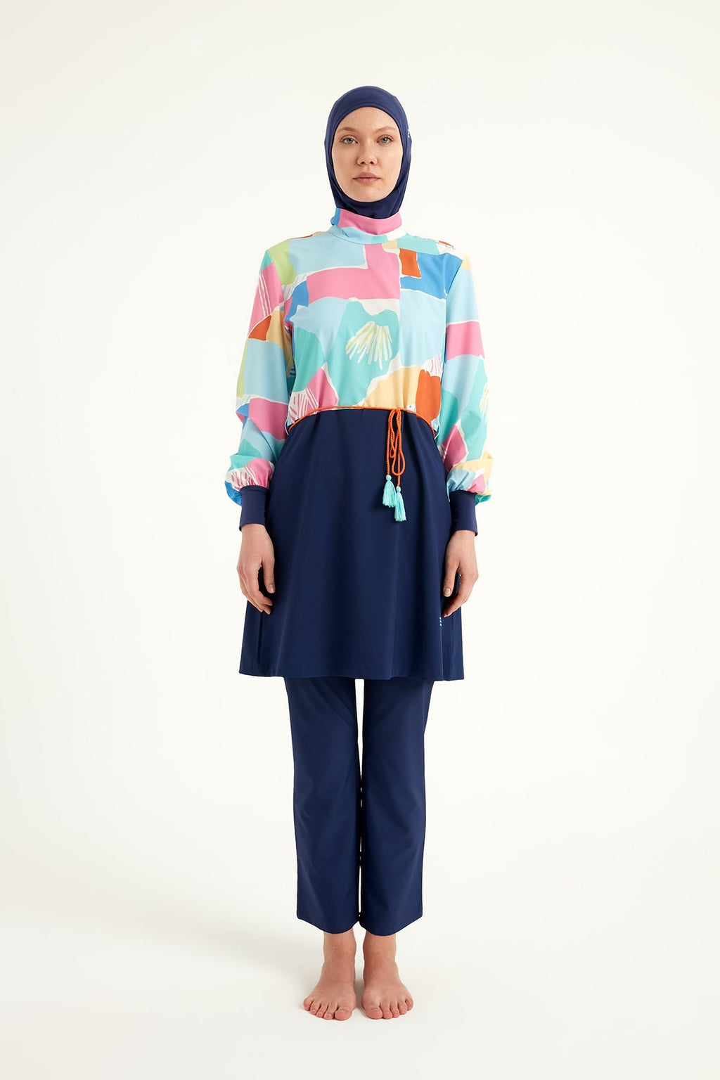 Navy Blue Full Coverage Islamic Swimwear Burkini Set M2511 Covered Burkini Swimwear La Vie Bien Navy Blue Full Coverage Islamic Swimwear Burkini Set M2511