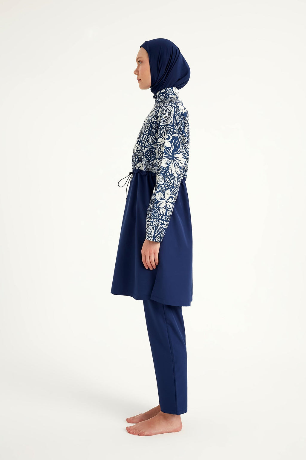 Navy Blue Full Coverage Modest Swimwear Set for Women R2504 Covered Burkini Swimwear La Vie Bien Navy Blue Full Coverage Modest Swimwear Set for Women R2504