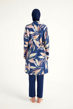 Navy Blue Full Coverage Modest Swimwear Set for Women R2508 Covered Burkini Swimwear La Vie Bien Navy Blue Full Coverage Modest Swimwear Set for Women R2508