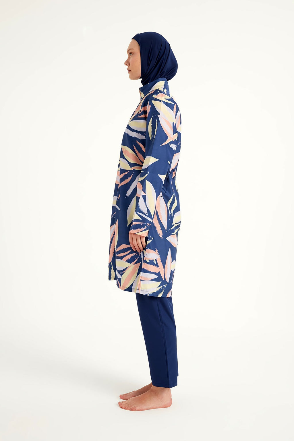 Navy Blue Full Coverage Modest Swimwear Set for Women R2508 Covered Burkini Swimwear La Vie Bien Navy Blue Full Coverage Modest Swimwear Set for Women R2508