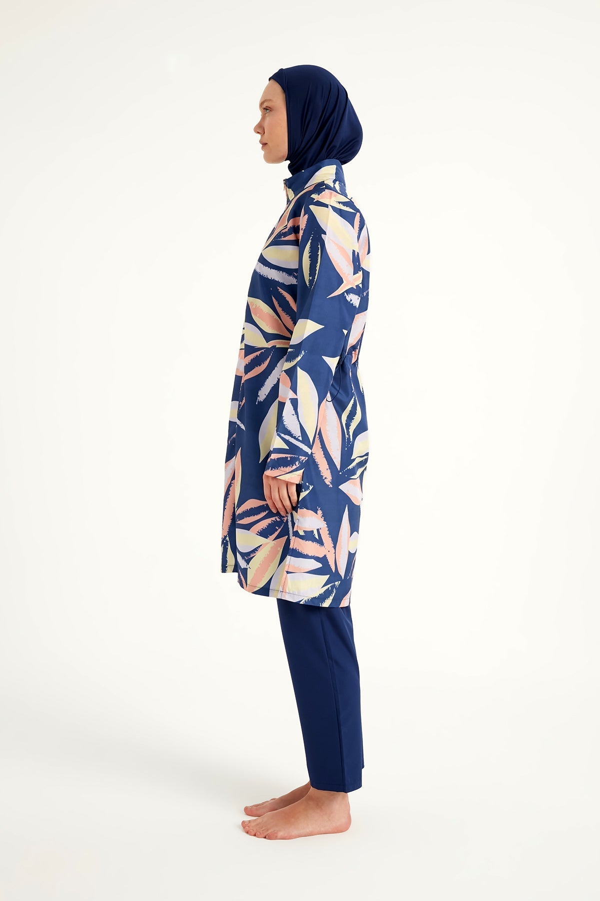 Navy Blue Full Coverage Modest Swimwear Set for Women R2508 Covered Burkini Swimwear La Vie Bien Navy Blue Full Coverage Modest Swimwear Set for Women R2508