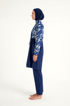 Navy Blue Full Coverage Modest Swimwear Set R2502 Covered Burkini Swimwear La Vie Bien Navy Blue Full Coverage Modest Swimwear Set R2502