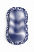 Navy Blue Gingham Ruffle Baby Lounger Cover La Vie Bien Navy Blue Gingham Ruffle Baby Lounger Cover