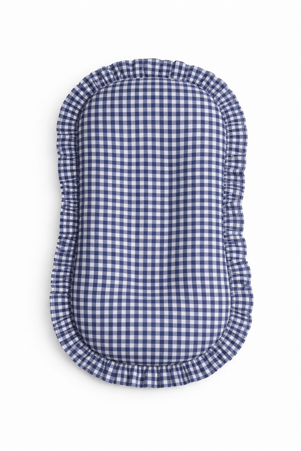 Navy Blue Gingham Ruffle Baby Lounger Cover La Vie Bien Navy Blue Gingham Ruffle Baby Lounger Cover