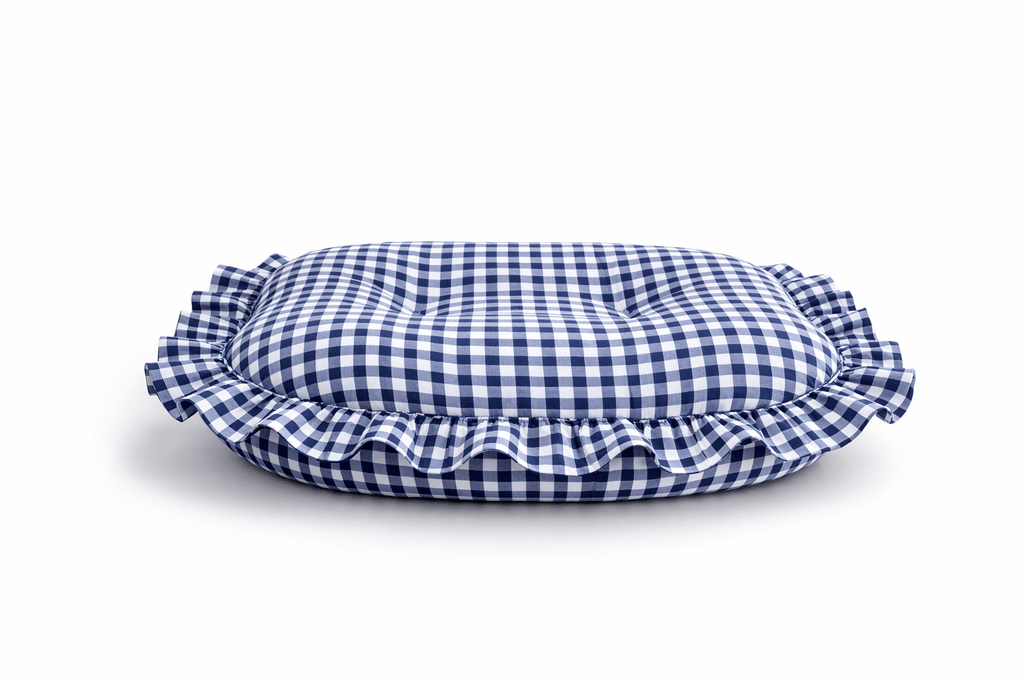 Navy Blue Gingham Ruffle Baby Lounger Cover La Vie Bien Navy Blue Gingham Ruffle Baby Lounger Cover