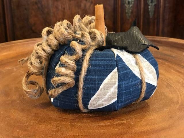 Navy Blue Starfish Fabric Pumpkin - 3 Sizes Accent Decor La Vie Bien Navy Blue Starfish Fabric Pumpkin - 3 Sizes