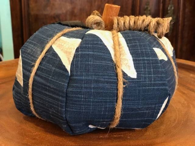 Navy Blue Starfish Fabric Pumpkin - 3 Sizes Accent Decor La Vie Bien Navy Blue Starfish Fabric Pumpkin - 3 Sizes