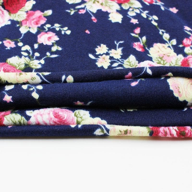 Navy Floral Beanie Hat