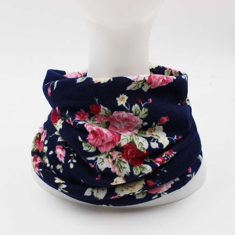 Navy Floral Beanie Hat