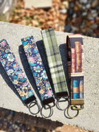 Navy Floral Wristlet Keychain by Hoosier Handkerchief Company