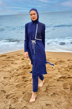 Navy Full Coverage Modest Swimwear Burkini Set M2506-2 Covered Burkini Swimwear La Vie Bien Navy Full Coverage Modest Swimwear Burkini Set M2506-2