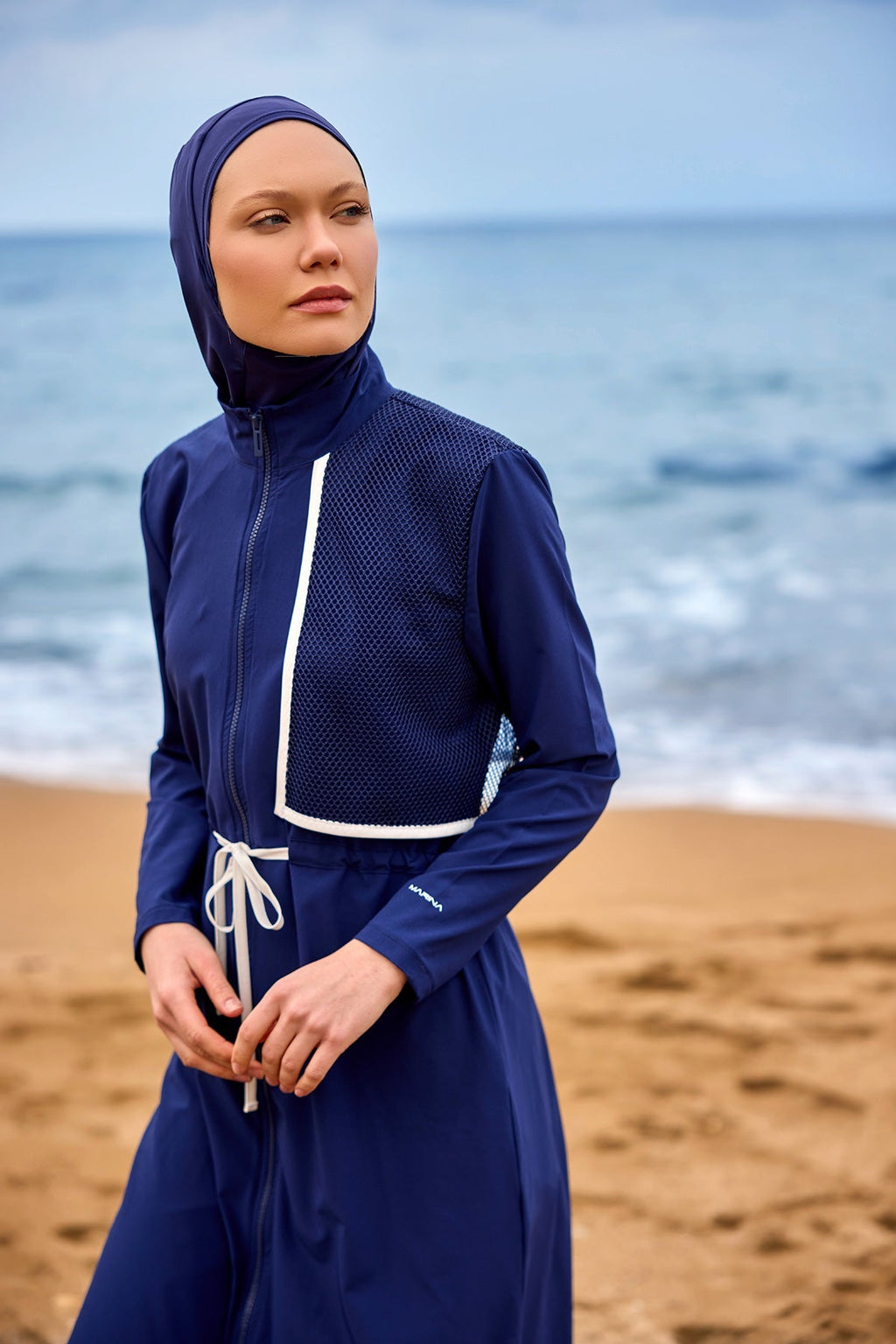 Navy Full Coverage Modest Swimwear Burkini Set M2506-2 Covered Burkini Swimwear La Vie Bien Navy Full Coverage Modest Swimwear Burkini Set M2506-2