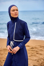 Navy Full Coverage Modest Swimwear Burkini Set M2506-2 Covered Burkini Swimwear La Vie Bien Navy Full Coverage Modest Swimwear Burkini Set M2506-2