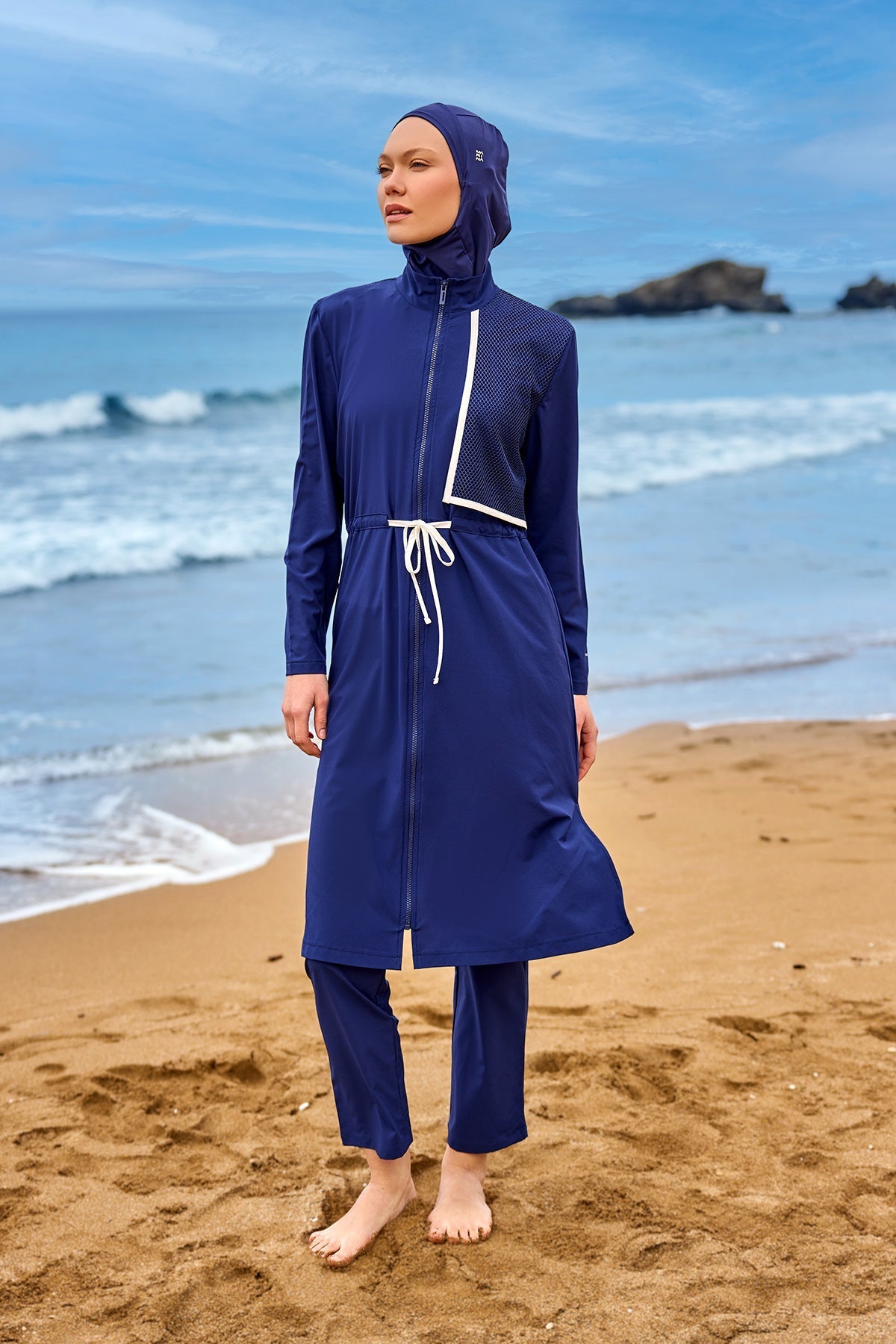 Navy Full Coverage Modest Swimwear Burkini Set M2506-2 Covered Burkini Swimwear La Vie Bien Navy Full Coverage Modest Swimwear Burkini Set M2506-2