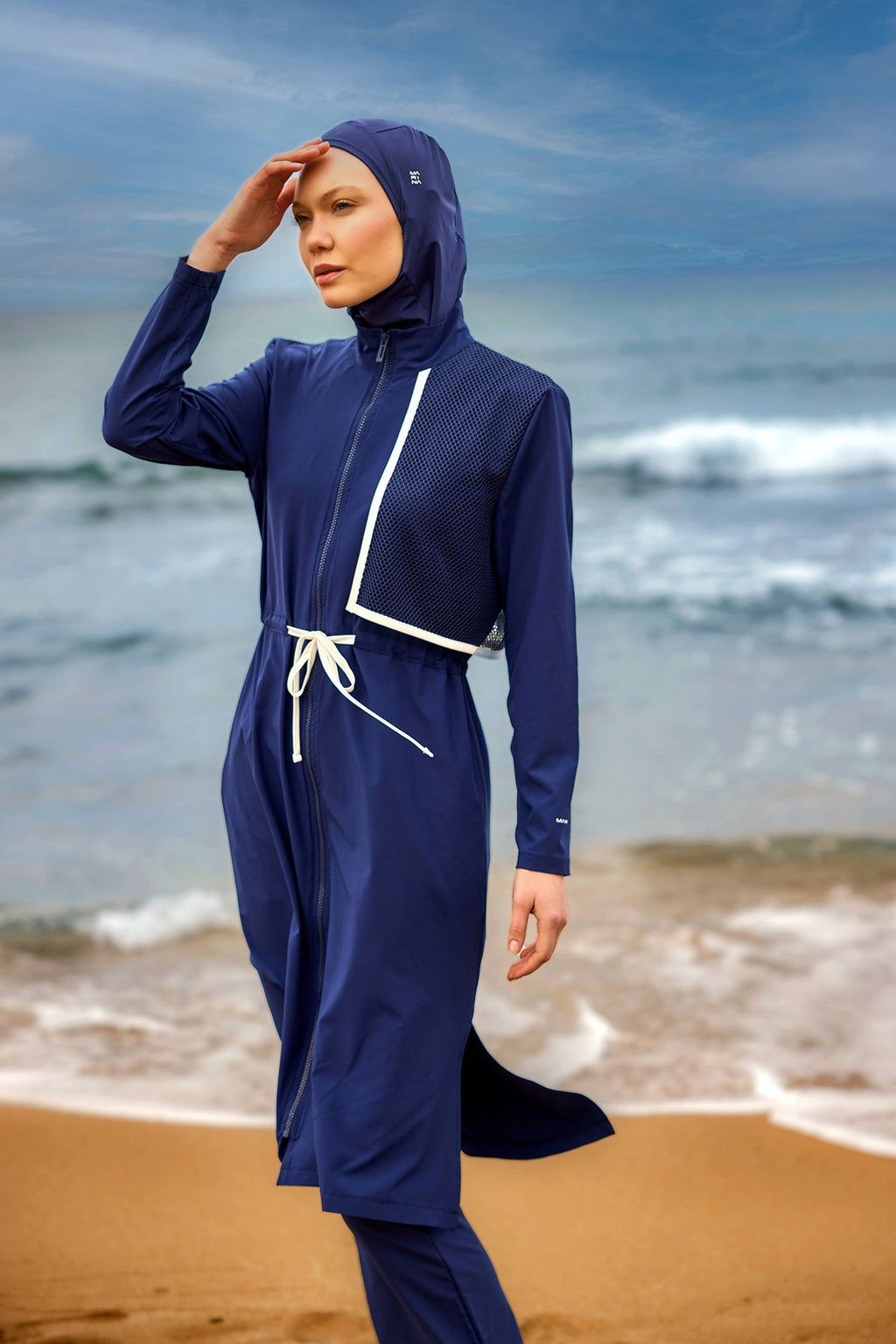 Navy Full Coverage Modest Swimwear Burkini Set M2506-2 Covered Burkini Swimwear La Vie Bien Navy Full Coverage Modest Swimwear Burkini Set M2506-2