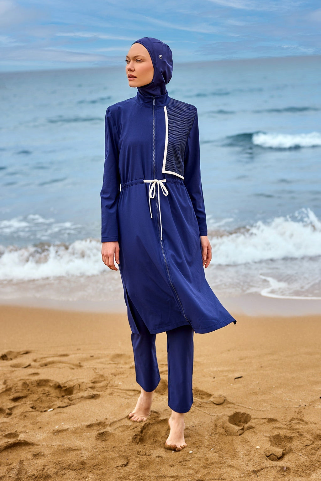 Navy Full Coverage Modest Swimwear Burkini Set M2506-2 Covered Burkini Swimwear La Vie Bien Navy Full Coverage Modest Swimwear Burkini Set M2506-2