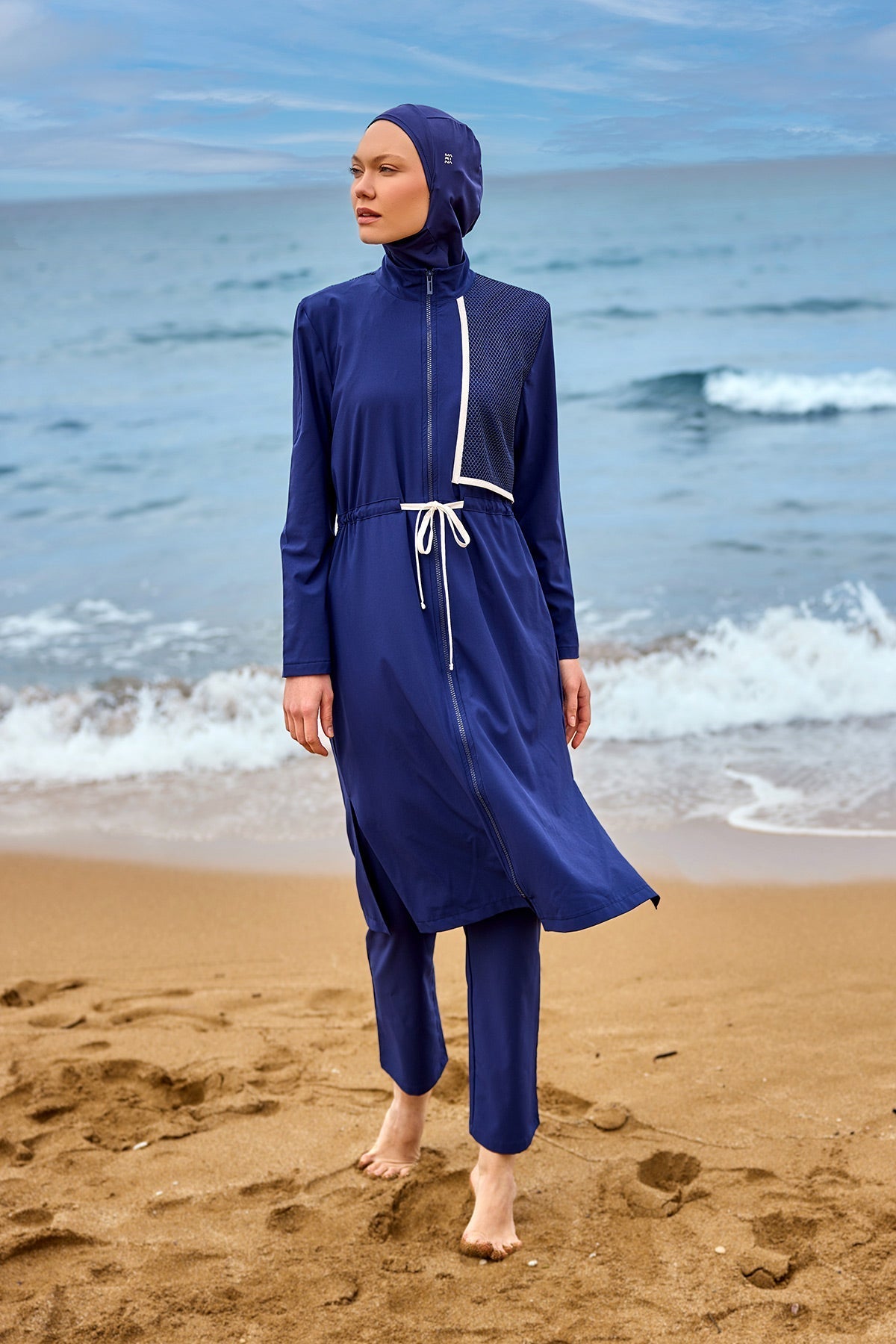 Navy Full Coverage Modest Swimwear Burkini Set M2506-2 Covered Burkini Swimwear La Vie Bien Navy Full Coverage Modest Swimwear Burkini Set M2506-2