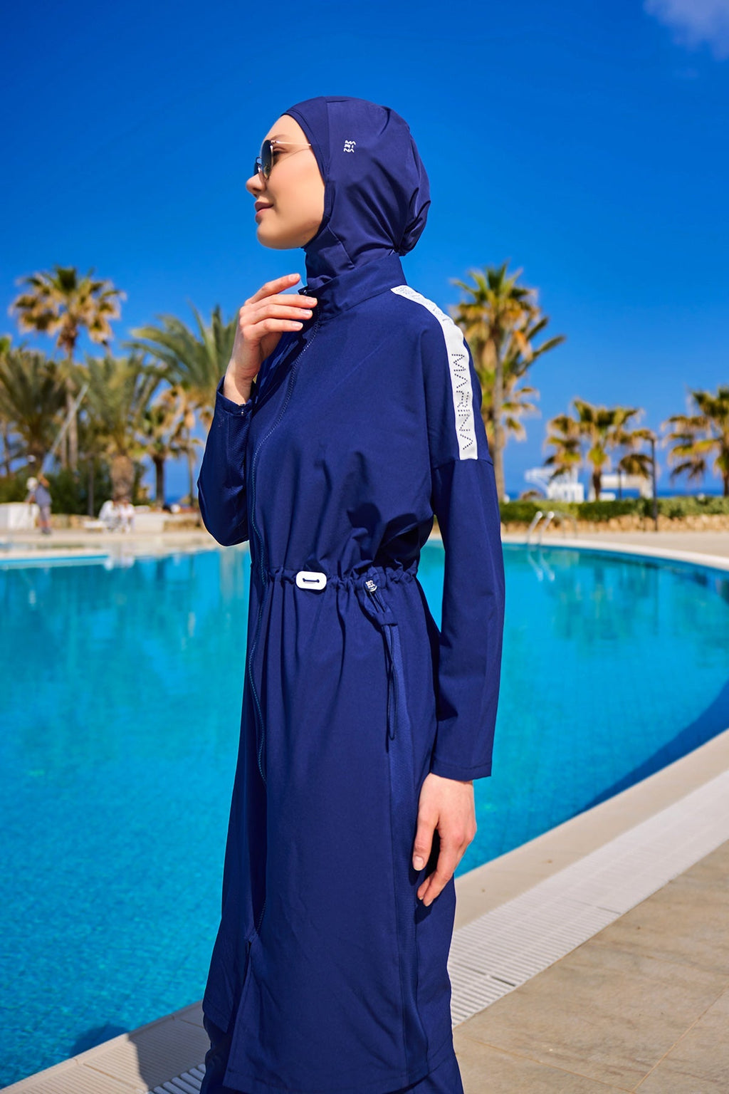Navy Full Coverage Modest Swimwear Burkini Set M2507-2 Covered Burkini Swimwear La Vie Bien Navy Full Coverage Modest Swimwear Burkini Set M2507-2