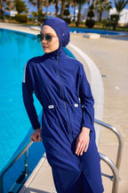 Navy Full Coverage Modest Swimwear Burkini Set M2507-2 Covered Burkini Swimwear La Vie Bien Navy Full Coverage Modest Swimwear Burkini Set M2507-2