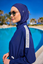 Navy Full Coverage Modest Swimwear Burkini Set M2507-2 Covered Burkini Swimwear La Vie Bien Navy Full Coverage Modest Swimwear Burkini Set M2507-2
