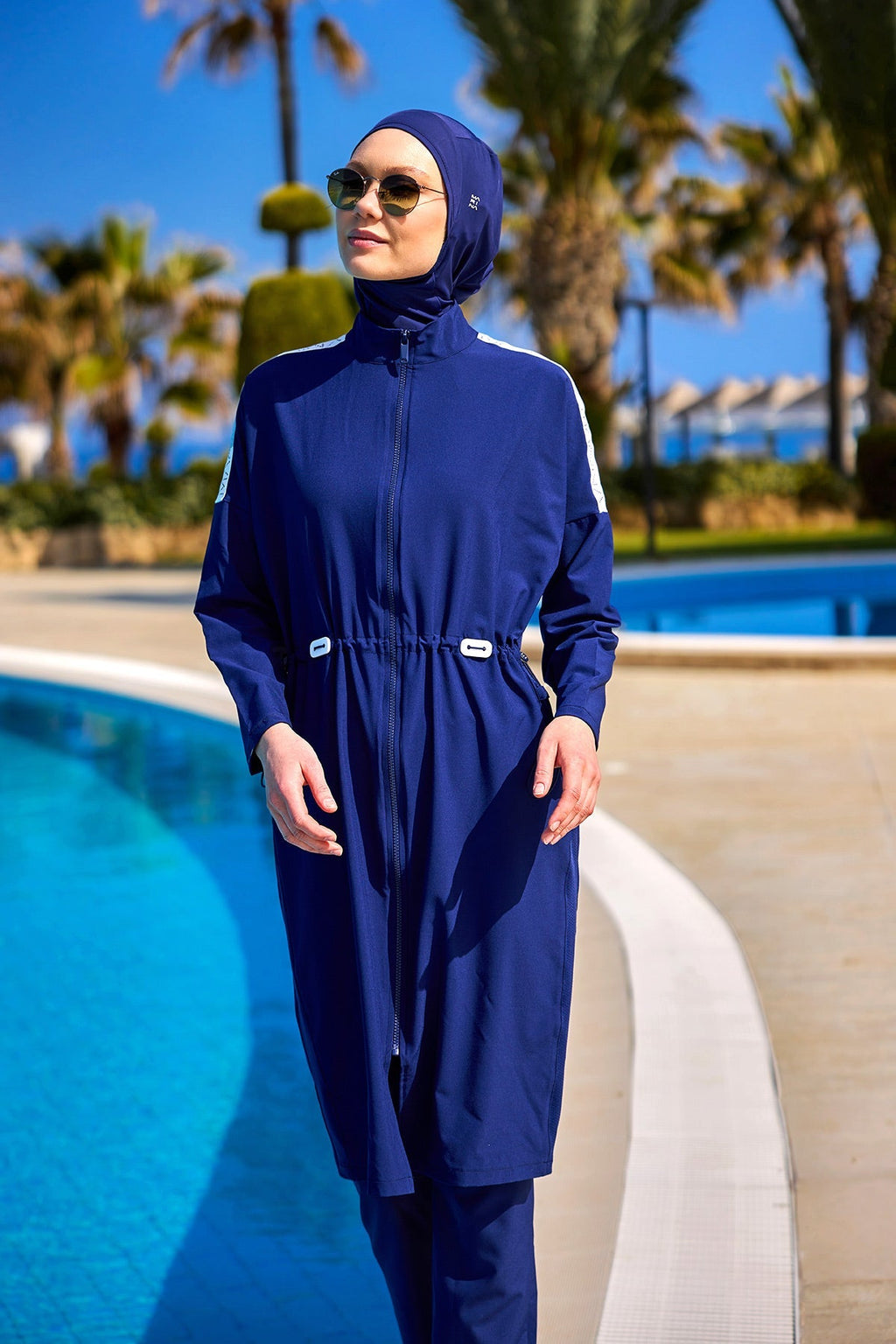 Navy Full Coverage Modest Swimwear Burkini Set M2507-2 Covered Burkini Swimwear La Vie Bien Navy Full Coverage Modest Swimwear Burkini Set M2507-2
