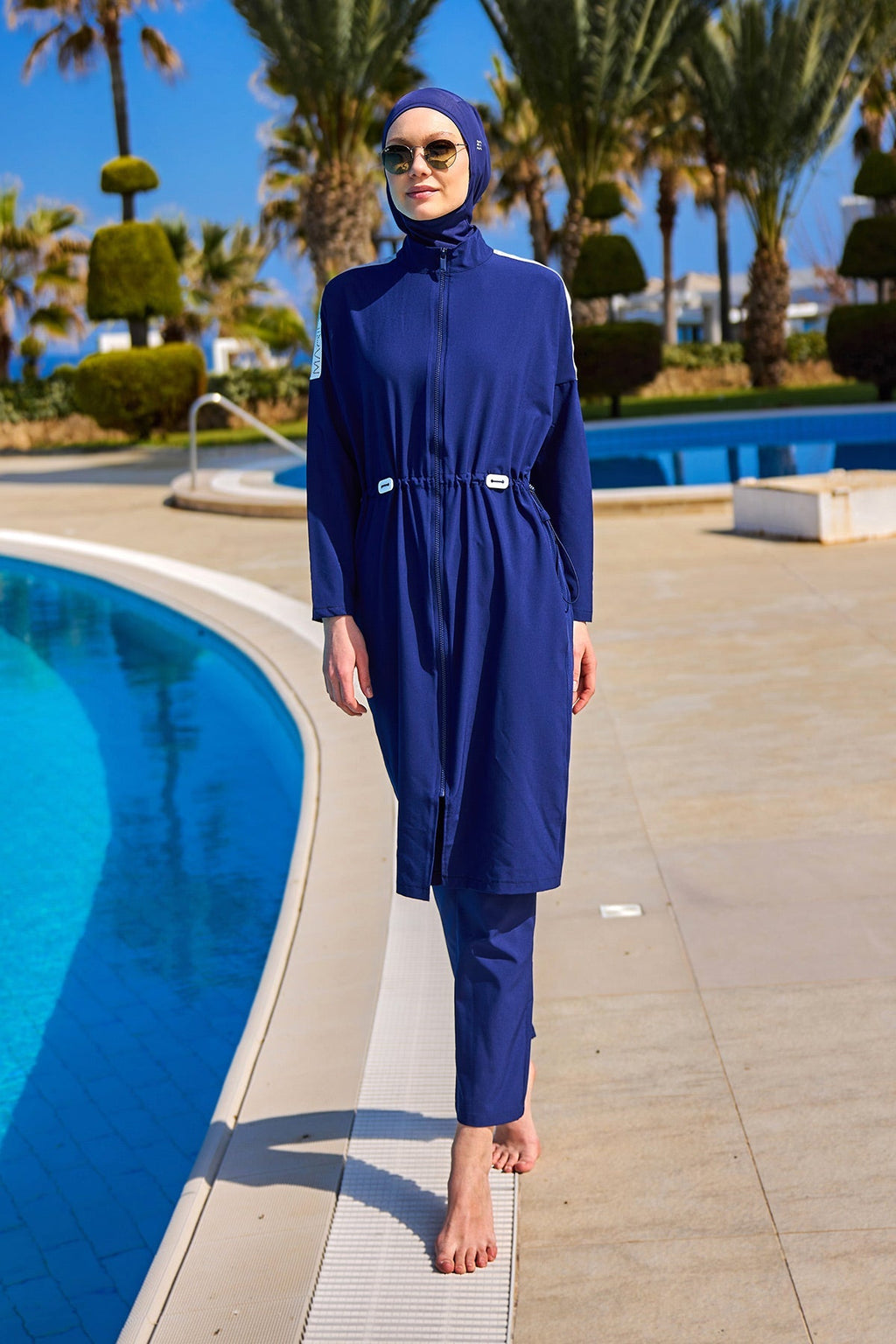 Navy Full Coverage Modest Swimwear Burkini Set M2507-2 Covered Burkini Swimwear La Vie Bien Navy Full Coverage Modest Swimwear Burkini Set M2507-2
