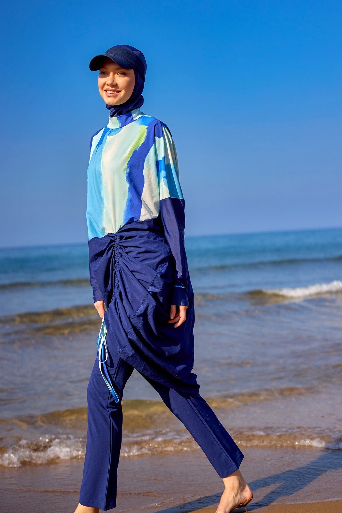 Navy Full Coverage Modest Swimwear Burkini Set M2513 Covered Burkini Swimwear La Vie Bien Navy Full Coverage Modest Swimwear Burkini Set M2513
