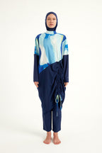 Navy Full Coverage Modest Swimwear Burkini Set M2513 Covered Burkini Swimwear La Vie Bien Navy Full Coverage Modest Swimwear Burkini Set M2513