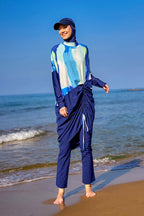 Navy Full Coverage Modest Swimwear Burkini Set M2513 Covered Burkini Swimwear La Vie Bien Navy Full Coverage Modest Swimwear Burkini Set M2513