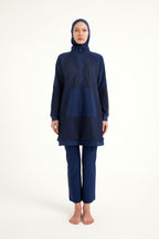 Navy Full Coverage Modest Swimwear Burkini Set M2534-2 Covered Burkini Swimwear La Vie Bien Navy Full Coverage Modest Swimwear Burkini Set M2534-2