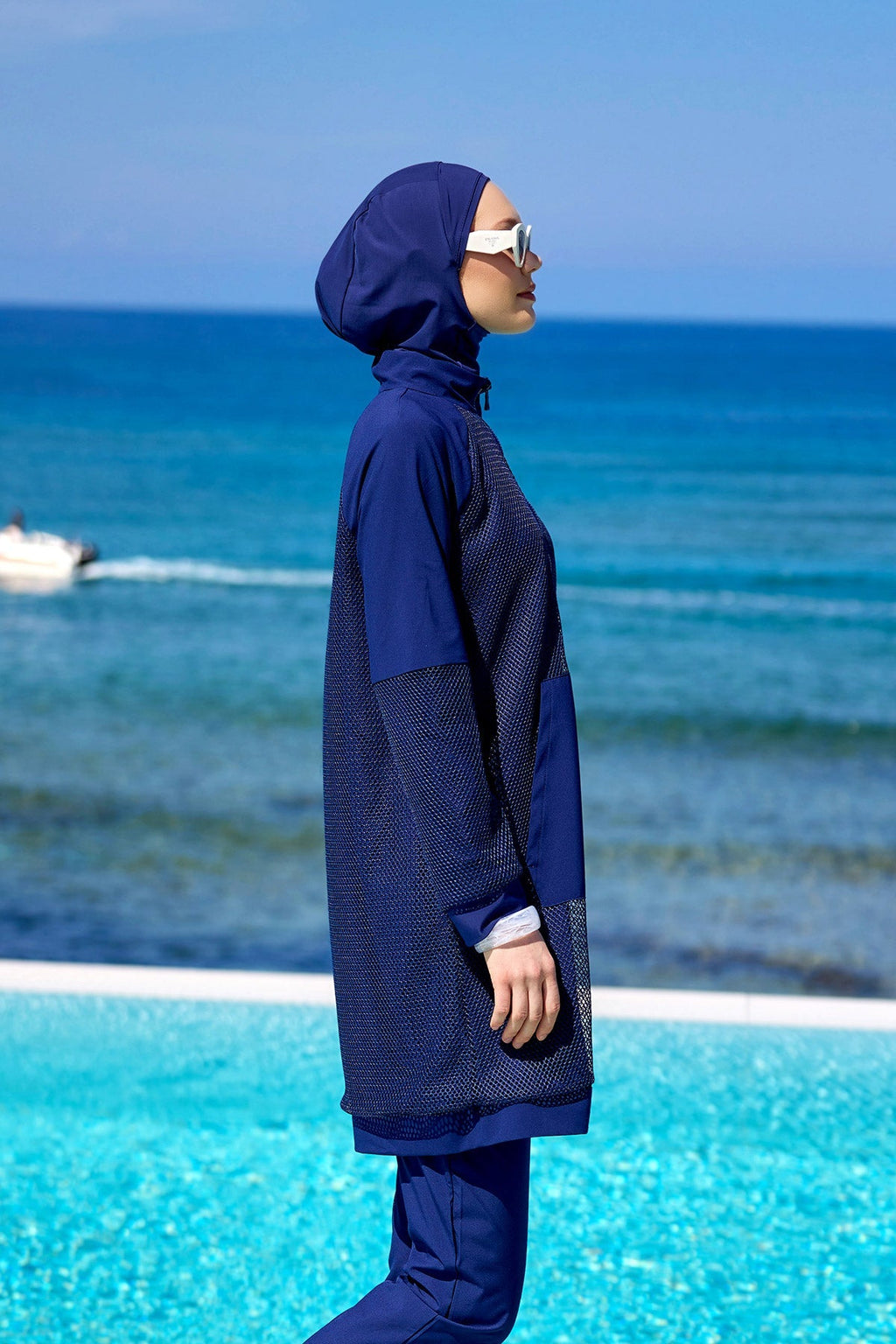Navy Full Coverage Modest Swimwear Burkini Set M2534-2 Covered Burkini Swimwear La Vie Bien Navy Full Coverage Modest Swimwear Burkini Set M2534-2