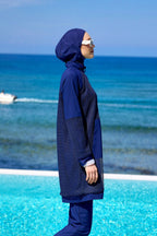 Navy Full Coverage Modest Swimwear Burkini Set M2534-2 Covered Burkini Swimwear La Vie Bien Navy Full Coverage Modest Swimwear Burkini Set M2534-2