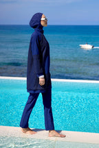 Navy Full Coverage Modest Swimwear Burkini Set M2534-2 Covered Burkini Swimwear La Vie Bien Navy Full Coverage Modest Swimwear Burkini Set M2534-2