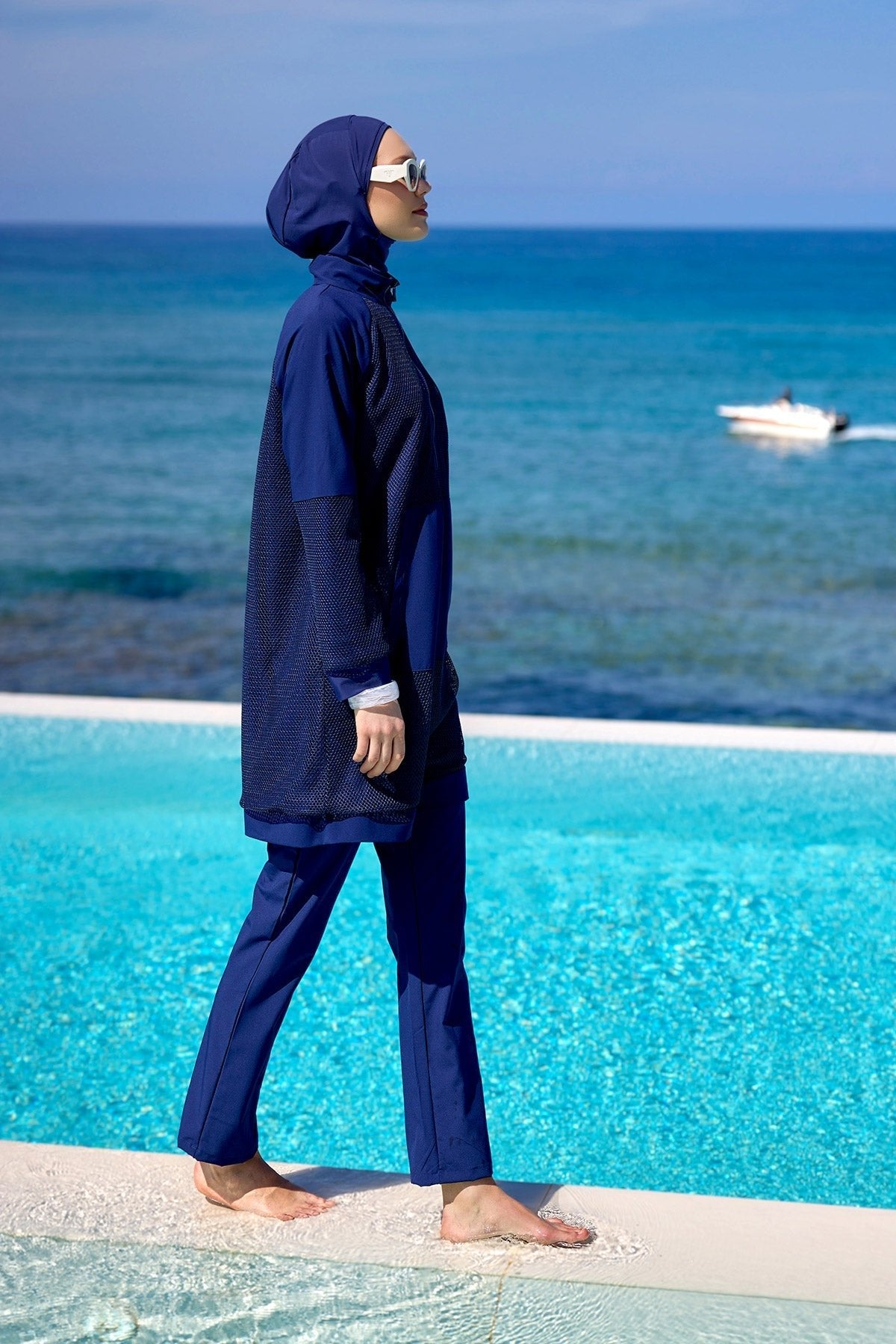 Navy Full Coverage Modest Swimwear Burkini Set M2534-2 Covered Burkini Swimwear La Vie Bien Navy Full Coverage Modest Swimwear Burkini Set M2534-2