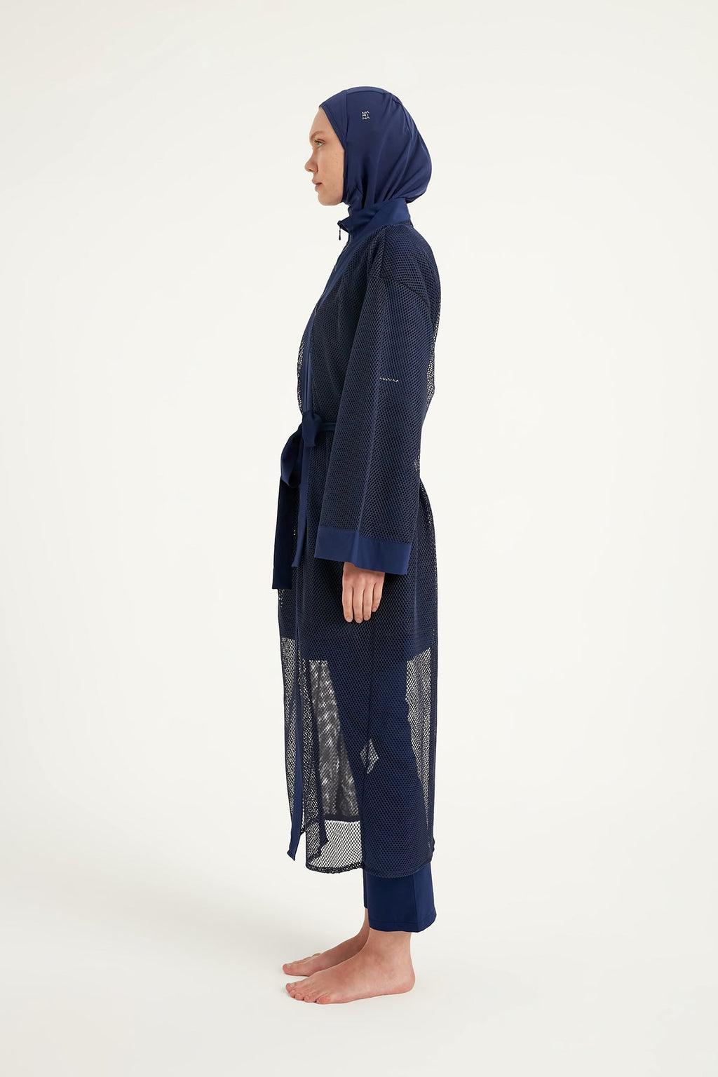 Navy Full Length Modest Mesh Kimono – Lightweight Islamic Swim Cover P2501-2 Pareo La Vie Bien Navy Full Length Modest Mesh Kimono – Lightweight Islamic Swim Cover P2501-2