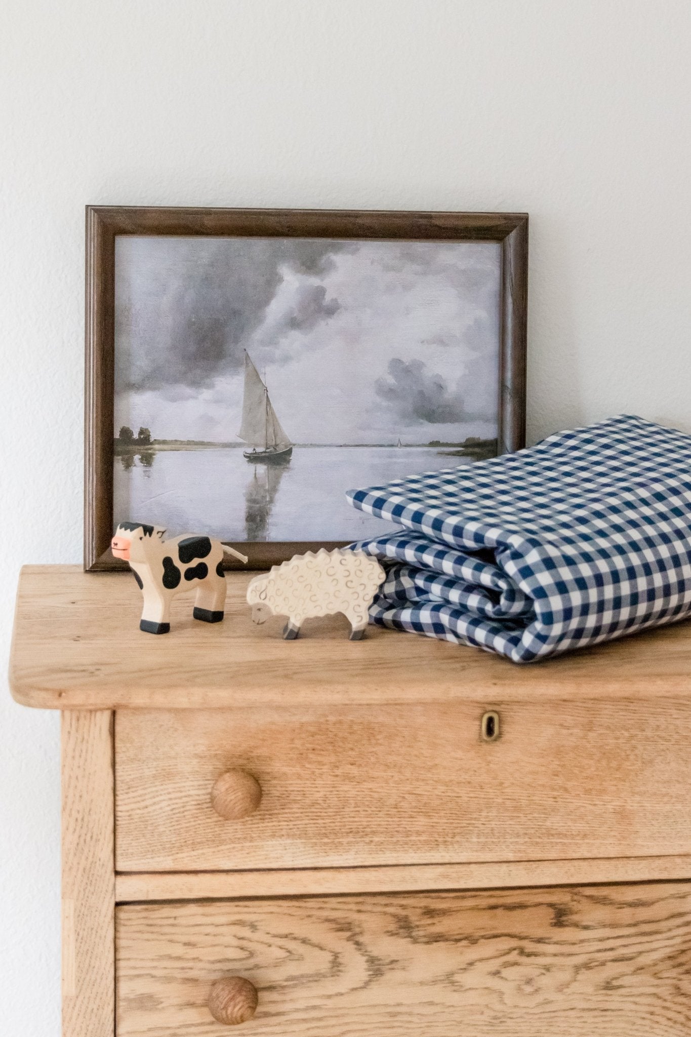 Navy Gingham Crib Quilted Blanket La Vie Bien Navy Gingham Crib Quilted Blanket