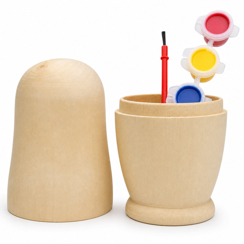 Unfinished Wooden Nesting Doll DIY Craft Blank for Painting 6.75 Inches