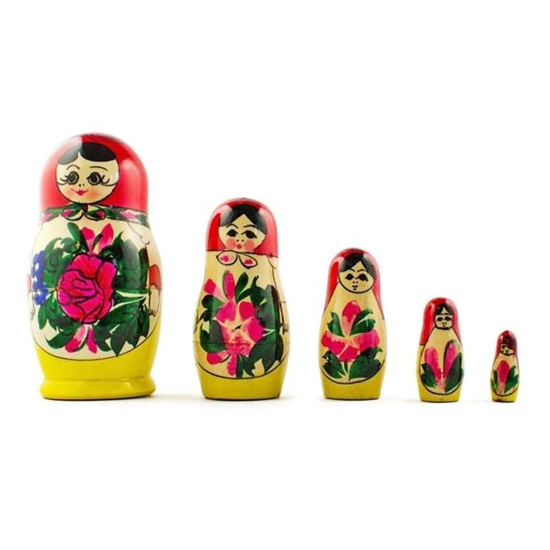 Set of 5 Unfinished Wooden Nesting Dolls with Paints DIY Craft Blanks for Painting 5.75 Inches by BestPysanky