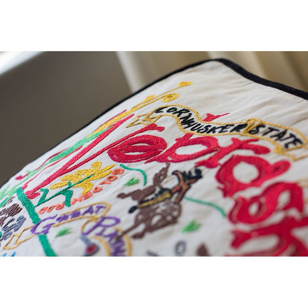 Nebraska Hand - Embroidered Pillow Pillows La Vie Bien Nebraska Hand - Embroidered Pillow