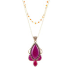 Neims Pink Carnelian Golden Pendant Necklace by Barse Jewelry